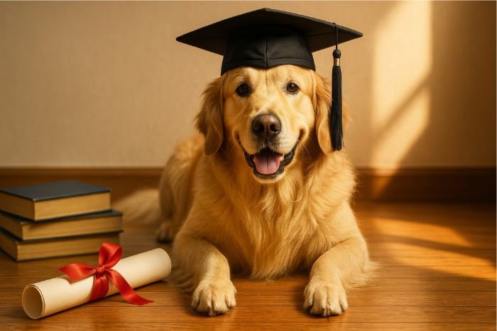 Dog graduated obedience training.